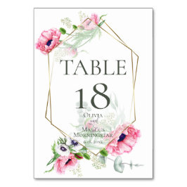 Numeração De Mesa NÚMERO DA MESA | Papoulas Rosa Aquarela