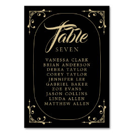 Numeração De Mesa Número da Mesa Preto Elegante Deco Dourado Casamen