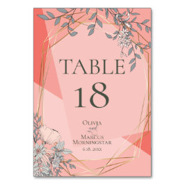Numeração De Mesa NÚMERO DA MESA | Quadro Geométrico Floral Coral