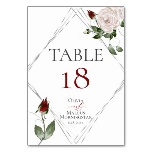 Numeração De Mesa NÚMERO DA MESA   Rosas Blush e Cabernet em Aquarel