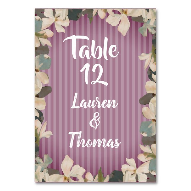 Numeração De Mesa número da mesa Violetas Vintage (Frente)