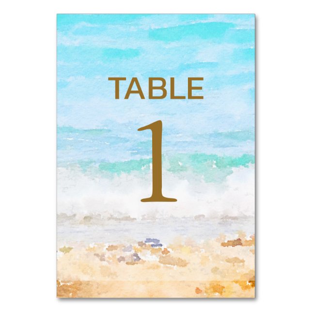 Numeração De Mesa Número da Mesa Watercolor Praia (Frente)