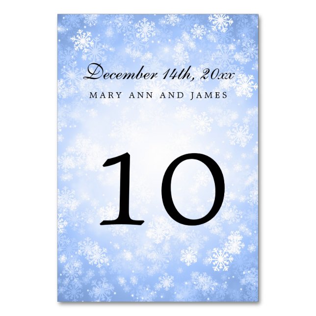 Numeração De Mesa Número da tabela Blue Winter Wonderland Sparkle (Frente)