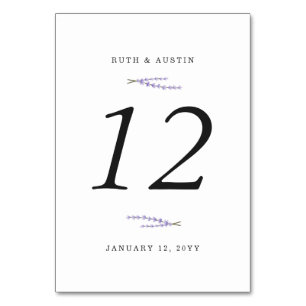 Numeração De Mesa Número da Tabela Campos de lavanda