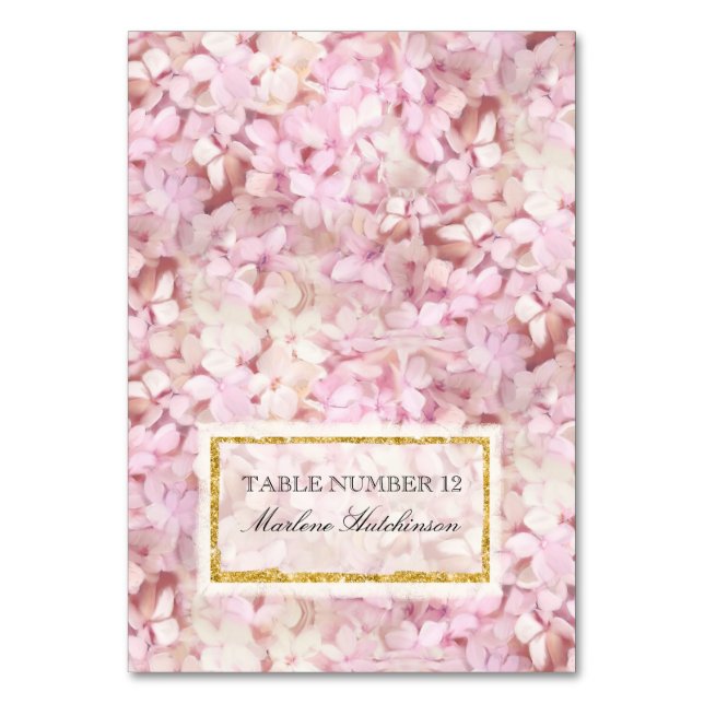 Numeração De Mesa Número da Tabela Colocar Placa Rosa Hidrangeas com (Frente)