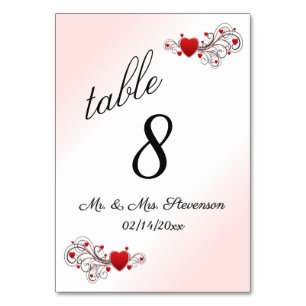 Numeração De Mesa Número da Tabela Corações Rosa
