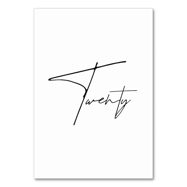 Numeração De Mesa Número da tabela da Mesa caligráfica Elegante 20 (Frente)