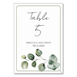 Numeração De Mesa Número da tabela data do sábio verde eucalyptus