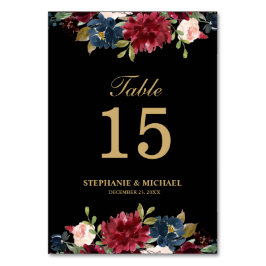 Numeração De Mesa Número da Tabela de Boho Russo Floral Marinho Verm