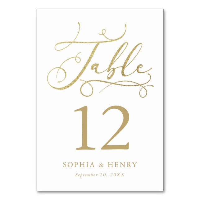 Numeração De Mesa Número da Tabela de Caligrafia Dourada (Frente)