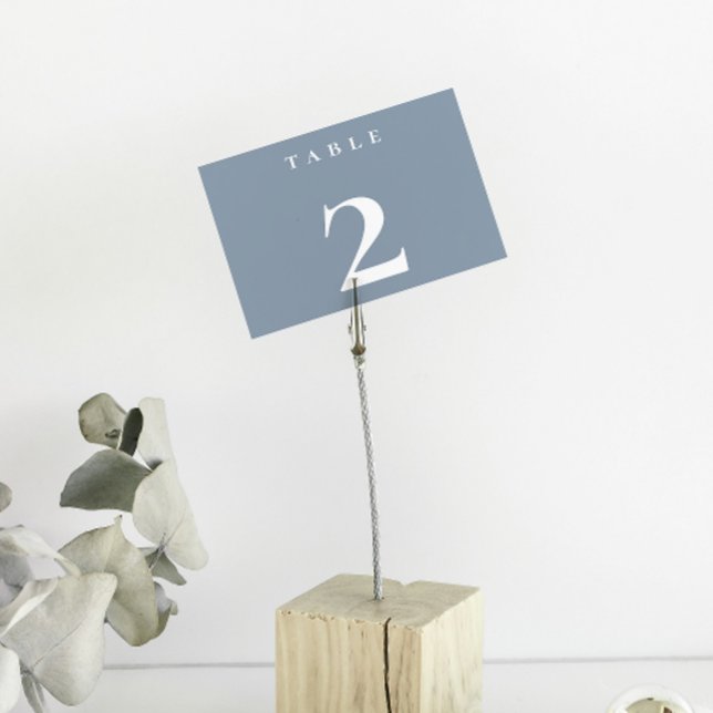 Numeração De Mesa Número da Tabela de Casamento Azul com Dusty Minim (Minimalistic Dusty Blue Wedding Table Number)
