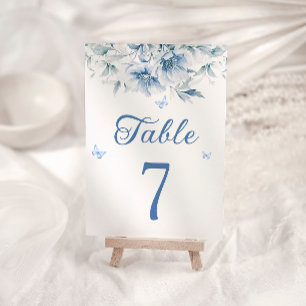 Numeração De Mesa Número da Tabela de Casamento Azul Elegante Dusty
