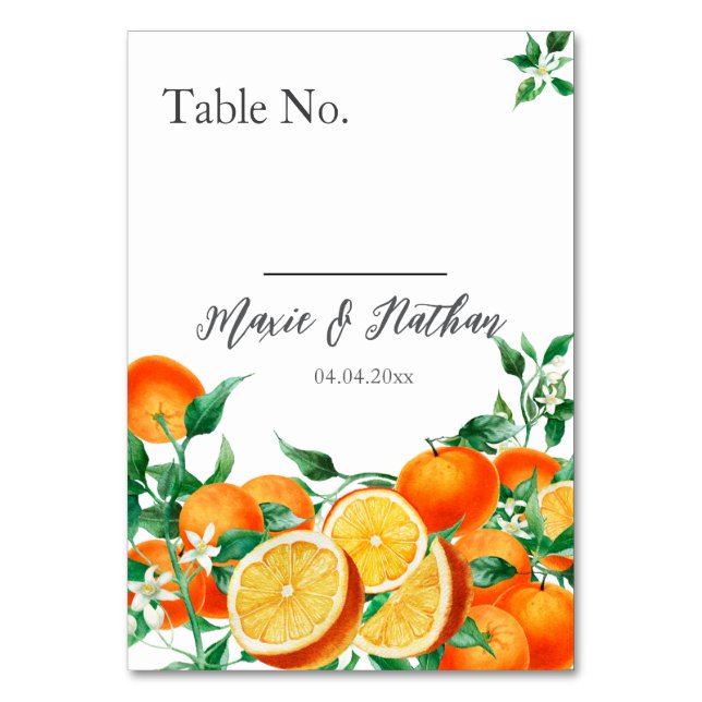 Numeração De Mesa Número da Tabela de Casamento Boho Orange Blossom (Frente)