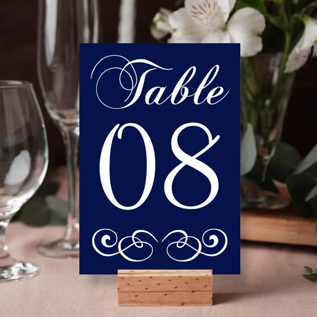 Numeração De Mesa Número Da Tabela De Casamento Branco E Azul-Marinh (Criador carregado)