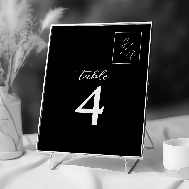 Numeração De Mesa Número da Tabela de Casamento Branco e Preto-Chic (Criador carregado)