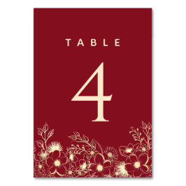 Numeração De Mesa Número da Tabela de Casamento Burgundy