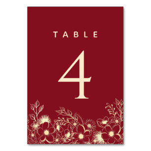 Numeração De Mesa Número da Tabela de Casamento Burgundy