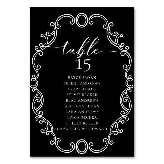 Numeração De Mesa Número da Tabela de Casamento Clássico de Script S (Verso)
