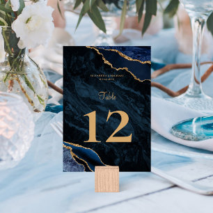 Numeração De Mesa Número da Tabela de Casamento de Agata Azul Dourad