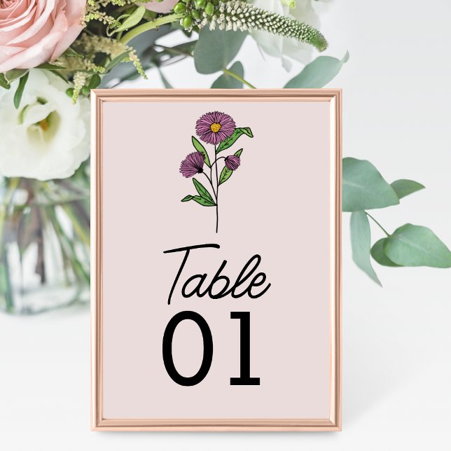 Numeração De Mesa Número da Tabela de Casamento de Aster Roxo Minima (Criador carregado)