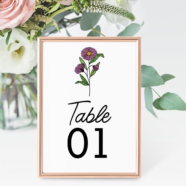 Numeração De Mesa Número da Tabela de Casamento de Aster Roxo Minima (Criador carregado)