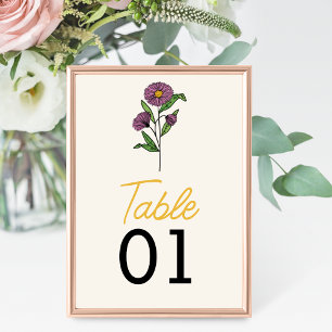 Numeração De Mesa Número da Tabela de Casamento de Aster Roxo Minima