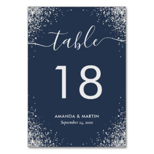 Numeração De Mesa Número da Tabela de Casamento de Confetti Azul e m