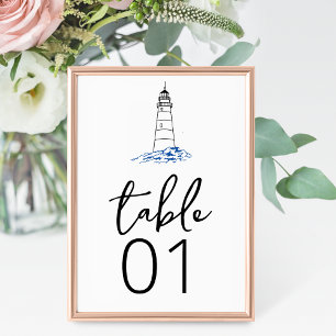 Numeração De Mesa Número da Tabela de Casamento de Farol Minimalista