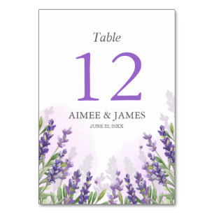 Numeração De Mesa Número da Tabela de Casamento de lavanda Roxo Rúst