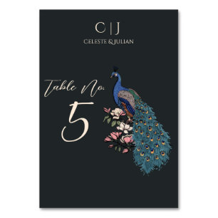 Numeração De Mesa Número da Tabela de Casamento de Pavões Negra-Teal