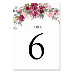 Numeração De Mesa Número da Tabela de Casamento de rosas borbulhant