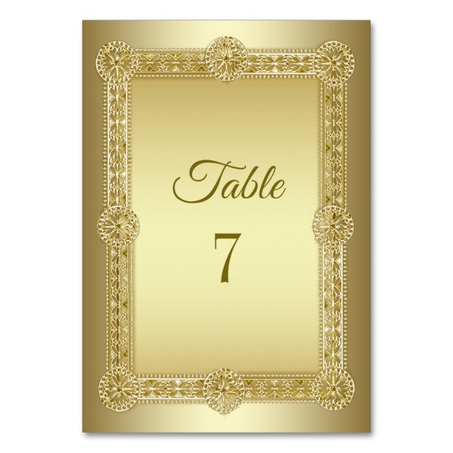 Numeração De Mesa Número da Tabela de Casamento Decorativo Dourado (Frente)