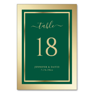 Numeração De Mesa Número da Tabela de Casamento Dourada e Verde Esme