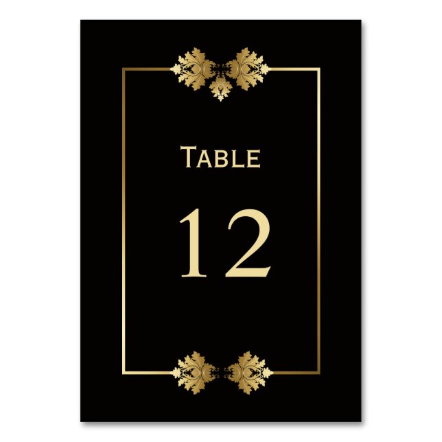Numeração De Mesa Número da Tabela de Casamento Dourado e Preto Mode (Frente)