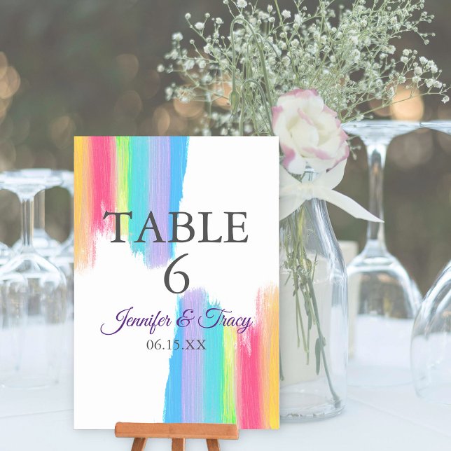 Numeração De Mesa Número da Tabela de Casamento Elegante Rainbow Wat (Criador carregado)