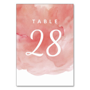 Numeração De Mesa Número da Tabela de Casamento em Coral Watercolor