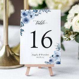 Numeração De Mesa Número da Tabela de Casamento Floral Azul Bohemian