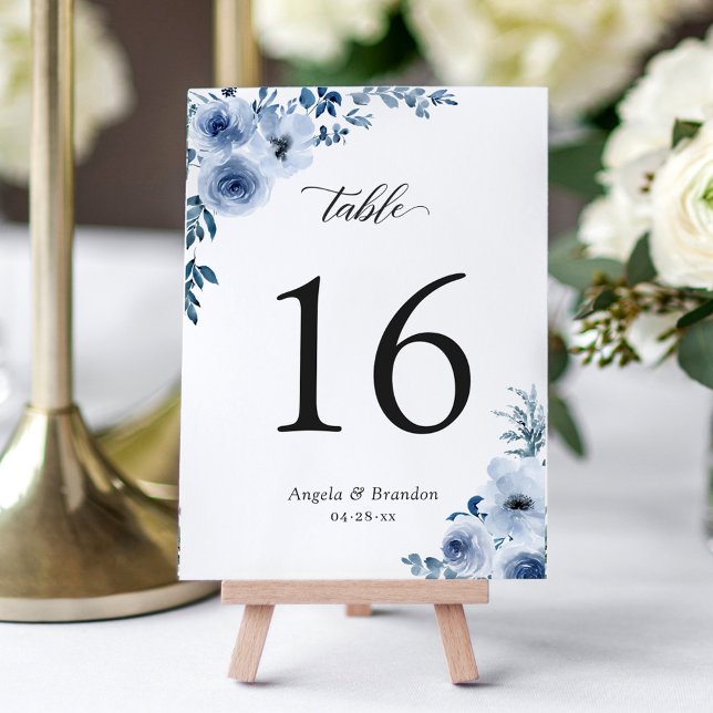 Numeração De Mesa Número da Tabela de Casamento Floral Azul Bohemian (Criador carregado)