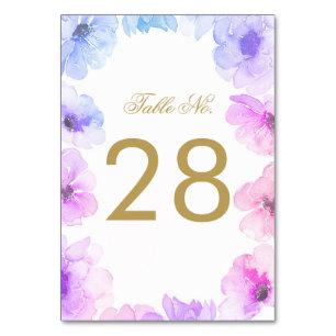 Numeração De Mesa Número da Tabela de Casamento Floral Azul e Roxo