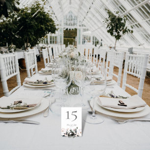 Numeração De Mesa Número da Tabela de Casamento Floral Branco Elegan