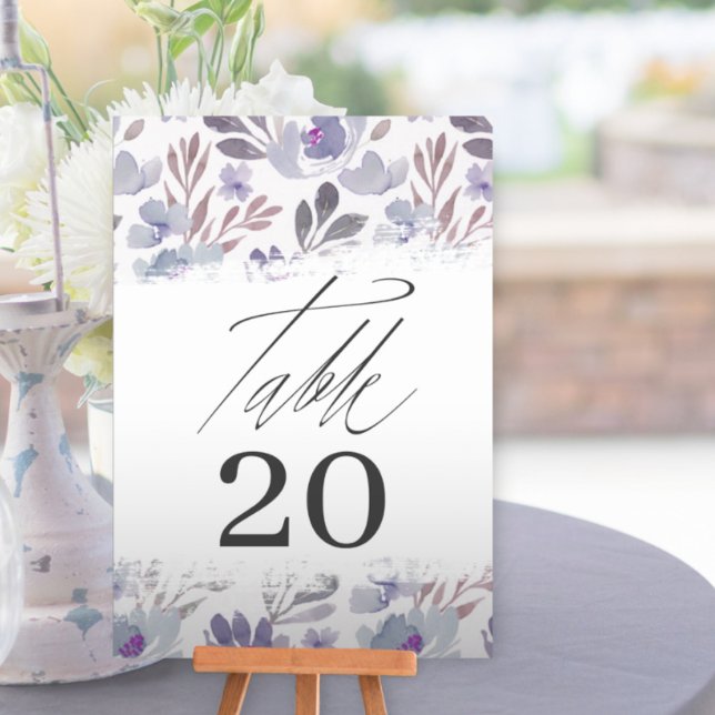 Numeração De Mesa Número da Tabela de Casamento Floral Chic Purple (Criador carregado)