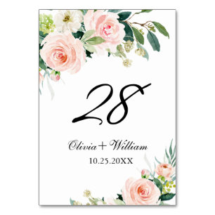 Numeração De Mesa Número da Tabela de Casamento Floral Cor-de-Rosa-