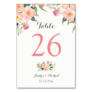 Numeração De Mesa Número da Tabela de Casamento Floral de Aquarela E