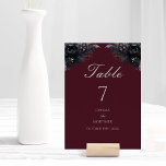Numeração De Mesa Número da Tabela de Casamento Floral de Borgonha G<br><div class="desc">Esta sombria e gótica mesa de núpcias florais e arrogante design apresenta um simples tom de joia sangrento com verde-aquarela retrorvictoriano e embelezamentos florais adornando uma fonte moderna minimalista que oferece uma apresentação sofisticada e caprichosa para um eterno casamento romântico de góticos ou outra ocasião especial. Belamente adaptado a um...</div>