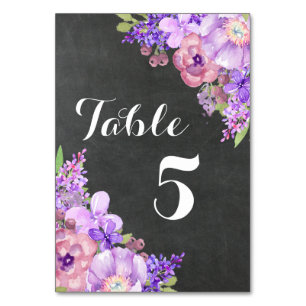 Numeração De Mesa Número da Tabela de Casamento Floral de Chalkboard