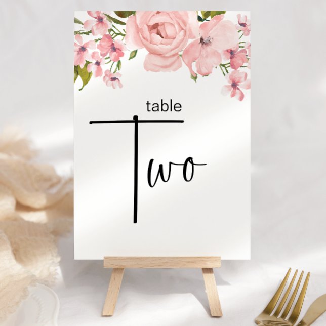 Numeração De Mesa Número da Tabela de Casamento Floral de Rosas Rosa (Criador carregado)