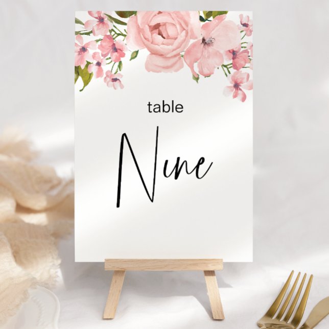 Numeração De Mesa Número da Tabela de Casamento Floral de Rosas Rosa (Criador carregado)