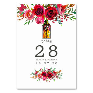 Numeração De Mesa Número da Tabela de Casamento Floral de Watercolor