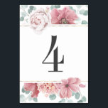 Numeração De Mesa Número da Tabela de Casamento Floral Dusty Rosa<br><div class="desc">Flores cor-de-rosa poeirentos cartões para mesas de casamento</div>
