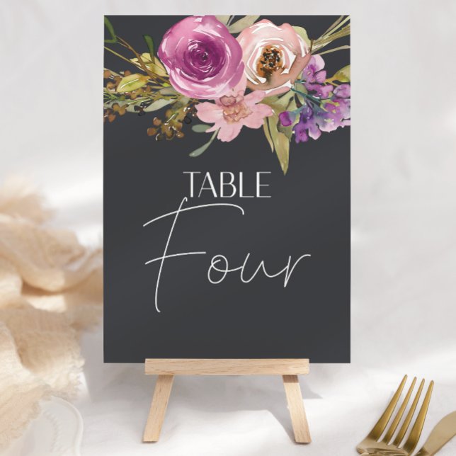Numeração De Mesa Número da Tabela de Casamento Floral Púrpura Dusty (Criador carregado)